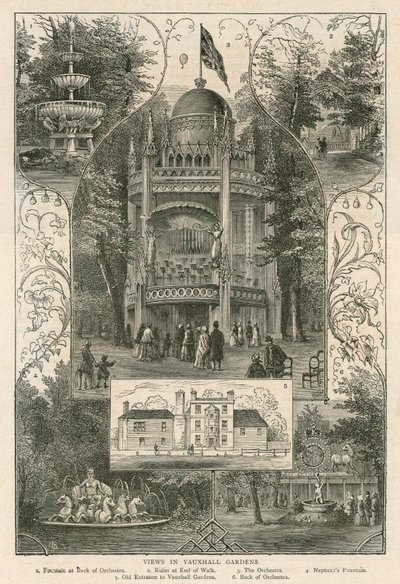 Utsikt i Vauxhall Gardens, London av English School