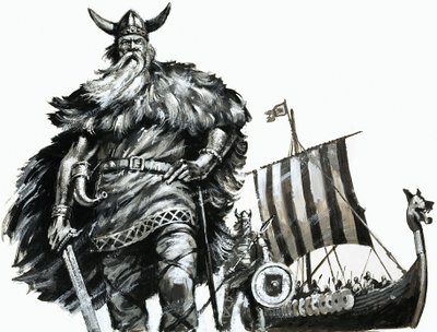 Viking og langskip av English School