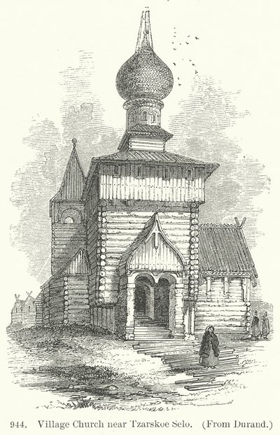 Landsbykirke nær Tzarskoe Selo (gravering) av English School