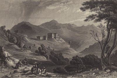 Landsbyen Naree, India (gravering) av English School