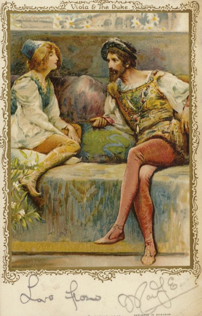 Viola and the Duke i William Shakespeares spiller Twelfth Night av English School
