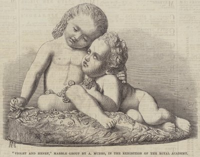 "Violet and Henry," Marble Group av A Munro, i utstillingen til Royal Academy (gravering) av English School