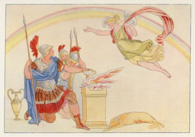 Virgils Aeneid: Iris vises til Turnus (farge litho) av English School