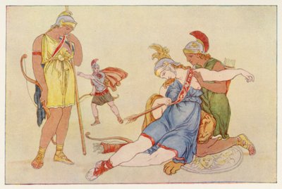 Virgils Aeneid: The Death of Camilla (farge litho) av English School