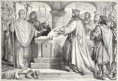 Besøk av Karl den Store til paven, illustrasjon fra The History of Protestantism av James Aitken Wylie (1808-1890), pub. 1878 av English School