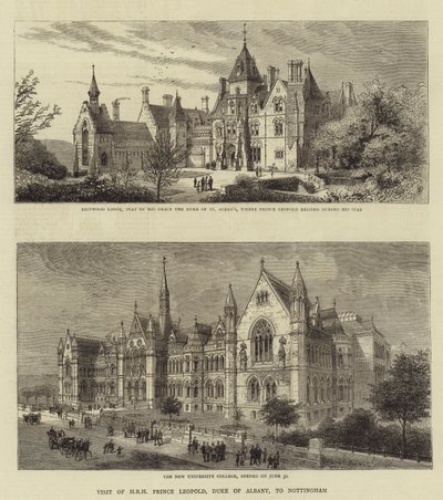 Besøk av HKH Prins Leopold, hertugen av Albany, til Nottingham (gravering) av English School