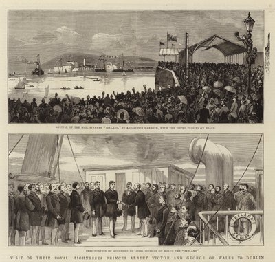 Besøk av Deres Kongelige Høyheter Prinser Albert Victor og George av Wales til Dublin (gravering) av English School