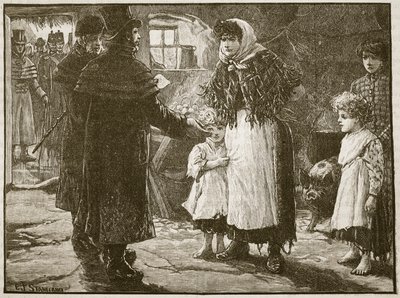Visit of the Tithe Proctor, Irland, 1832, illustrasjon fra Cassells Illustrated History of England (sepia-bilde) av English School