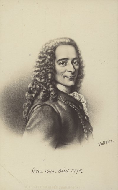 Voltaire (1694–1778), fransk forfatter, filosof og dramatiker (litografi) av English School