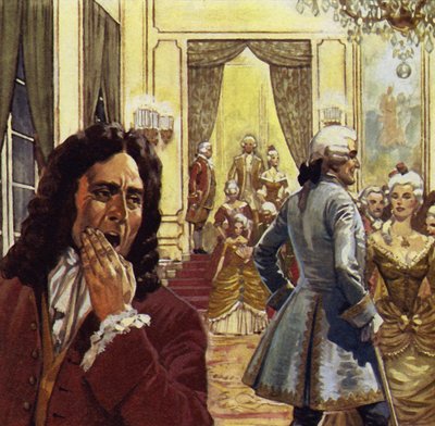 Voltaire deltok ofte i retten, men var aldri fornøyd der av English School