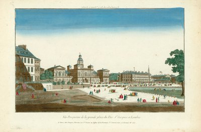 Perspektiv utsikt over hovedtorget i Parc St Jacques i London av English School