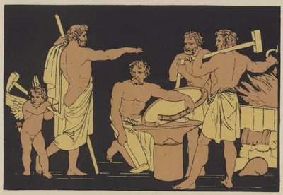 Vulcan and the Cyclopes (farge litho) av English School