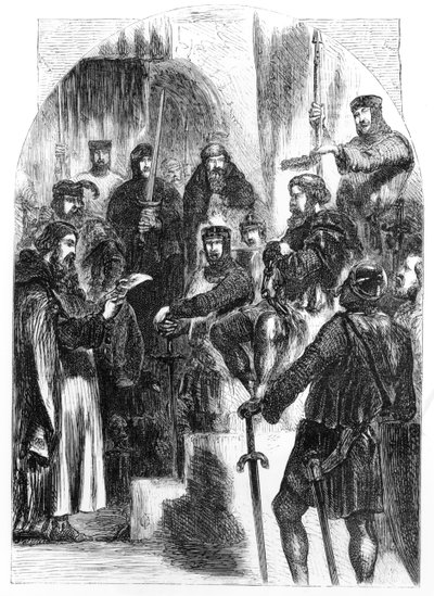 Wallace kronet med Laurel i Westminster Hall av English School