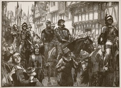 Wallace på vei til Westminster Hall, illustrasjon fra Cassells Illustrated History of England (sepiafoto) av English School