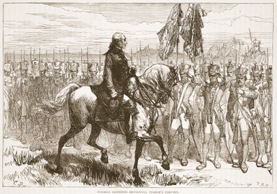 Warren Hastings gjennomgår Pearses-spalten, illustrasjon fra Cassells Illustrated History of India av James Grant, pub. 1879 av English School