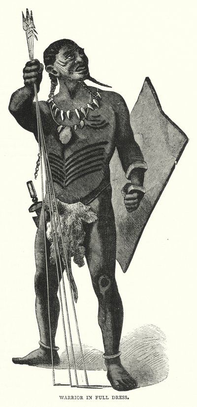 Warrior in full dress (gravering) av English School
