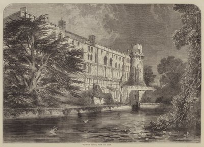 Warwick Castle, fra Avon (gravering) av English School
