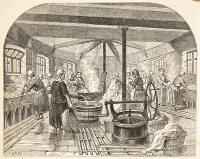 Vaskehus ved Brixton Prison, illustrasjon fra The Criminal Prisons of London og Scenes from Prison Life av Henry Mayhew og John Binny, pub. 1862 av English School
