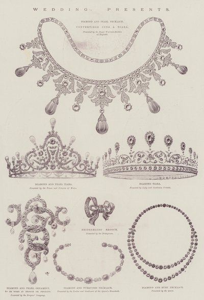 Bryllup til prinsesse Maud av Wales og prins Charles av Danmark (farge litho) av English School