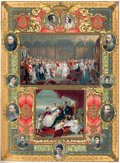 Bryllupet til dronning Victoria av England og prins Albert i 1840 (trykk) av English School
