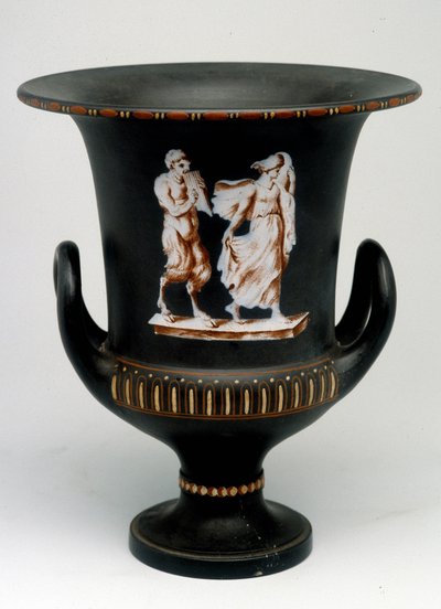 Wedgwood vase som viser en ung jente og en svart keramisk satyr malt "" med encaustic"". England, rundt 1775 - 1790. Medaljekontoret, BN i Paris. av English School