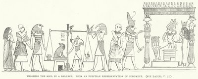 Å veie sjelen i en vekt, fra en egyptisk representasjon av dømmekraft (gravering) av English School