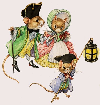 Velkledde viktorianske mus tar en spasertur av English School