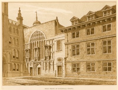 Vestfronten av Guildhall Chapel, London av English School