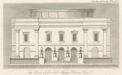 Vest foran det nye Drury Lane Theatre, London av English School
