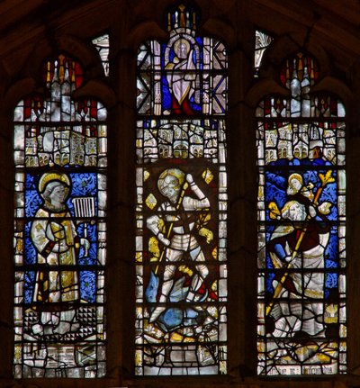 Vestvindu som viser St Christopher, St George, St Lawrence av English School