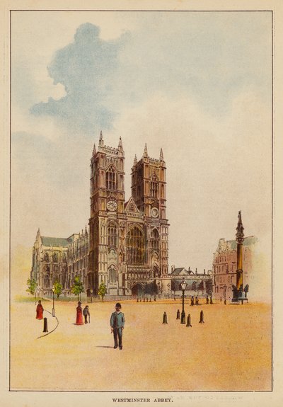 Westminster Abbey (fargelitografi) av English School