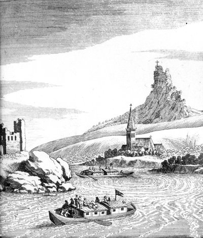 Whirlpool in the Donau, fra An Account of Several Travels av Edward Browne, publisert 1677 av English School