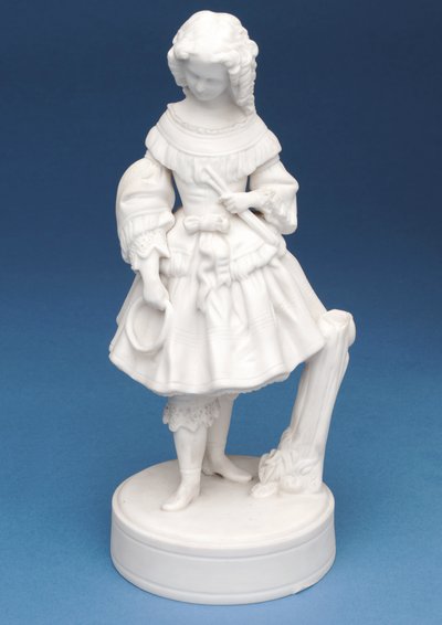 Hvit parisk figur av en jente (keramikk) (ledsager til 315344) av English School