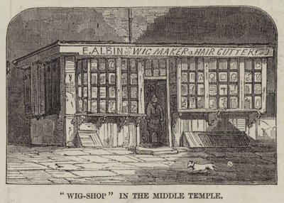 "Wig-Shop" i Middle Temple (gravering) av English School
