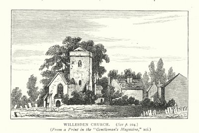 Willesden kirke (gravering) av English School