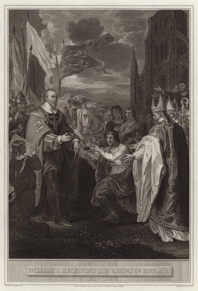 William I mottar kronen av England av English School
