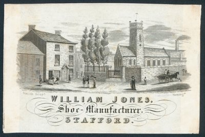William Jones, skoprodusent, handelskort av English School