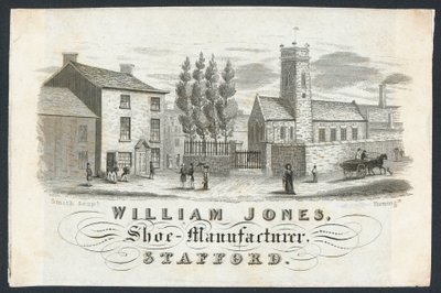 William Jones, skoprodusent, handelskort av English School