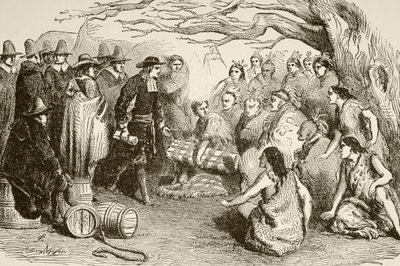 William Penn schließt einen Vertrag mit den Delaware- oder Lenape-Indianern im Jahr 1682 von English School
