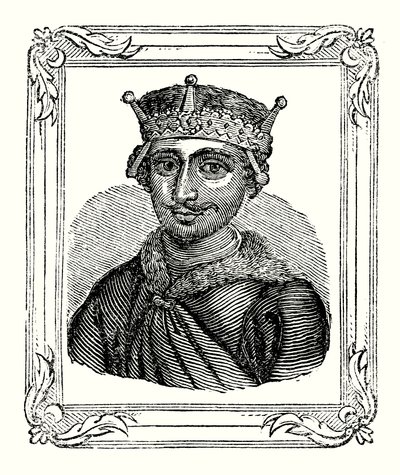William Rufus ble født i 1056, kronet i 1087 og drept i 1100 (gravering) av English School