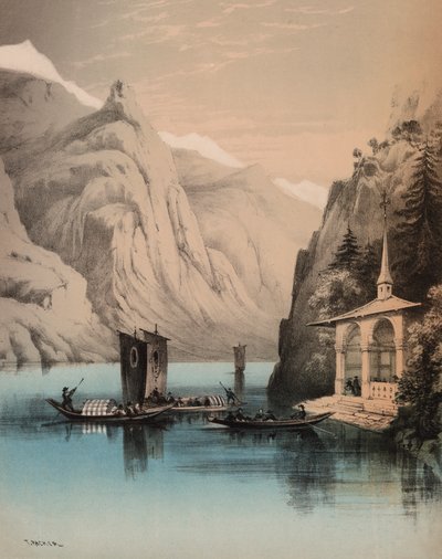 William Tell's Chapel (farge litho) av English School