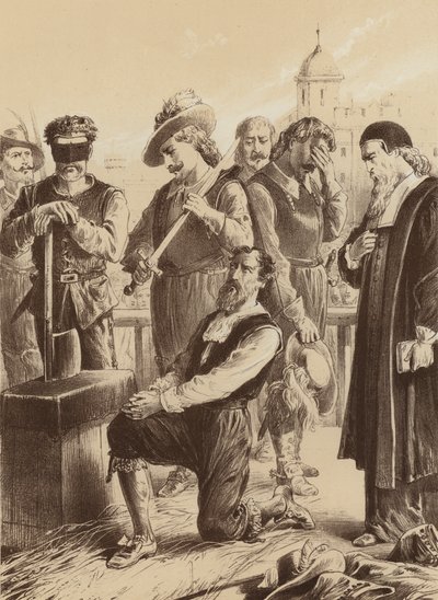 William Viscount Stafford, «Han knelte ned foran blokken» (lito) av English School