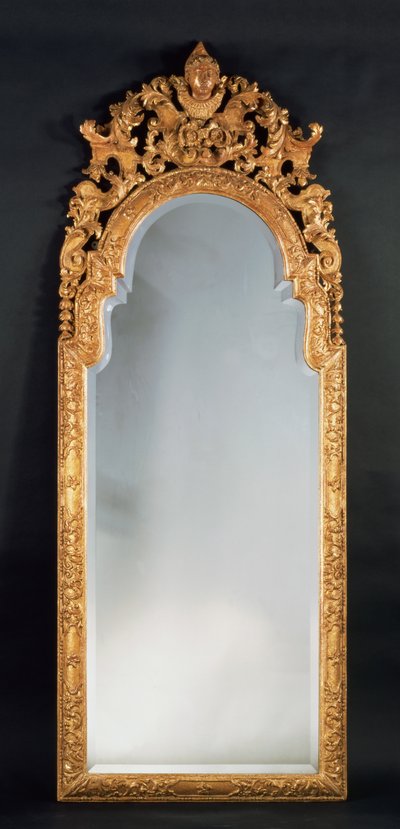 William og Mary bryggeglass (forgylt gesso) av English School