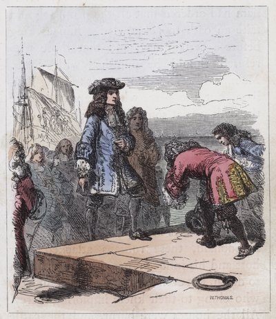 William av Orange lander ved Torbay (farget gravering) av English School