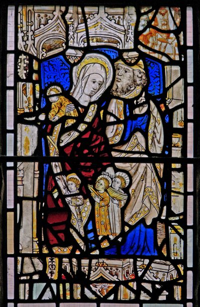 Window Ew som viser St Mary Cleopas, Alphaeus og deres barn av English School