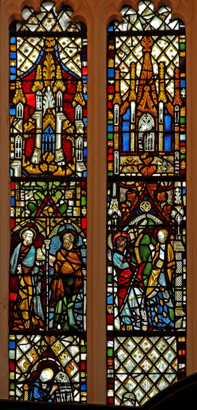 Window Ew som viser St Peter og St Paul; kunngjøringen av English School