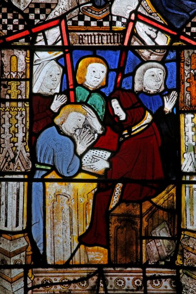 Window Ew som viser de syv sakramentene: bot av English School