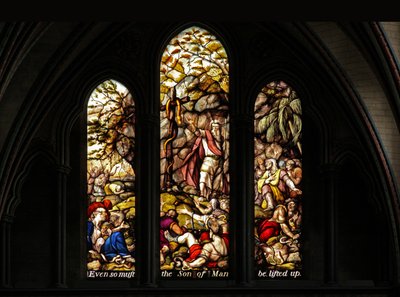 Window High Ew som viser Moses og den skamløse slangen av English School
