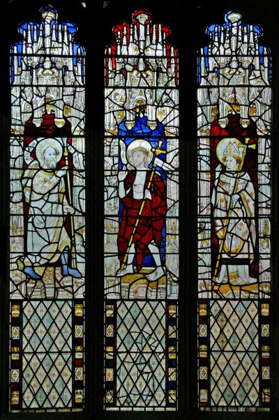 Vindu N5 som viser den tvilende St. Thomas: med den oppstandne Kristus, og St. Thomas Becket? av English School
