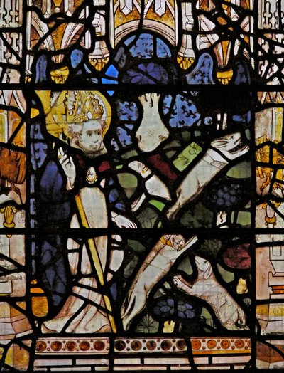 Vindu Nw som viser St Martin redder en hare av English School